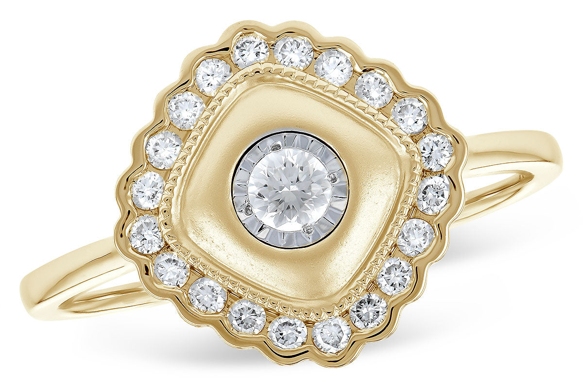 14KY 0.39ctTW Square-Scalloped Diamond Fashion Ring