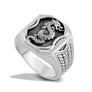 Sterling Silver Dragon Emblem Ring
