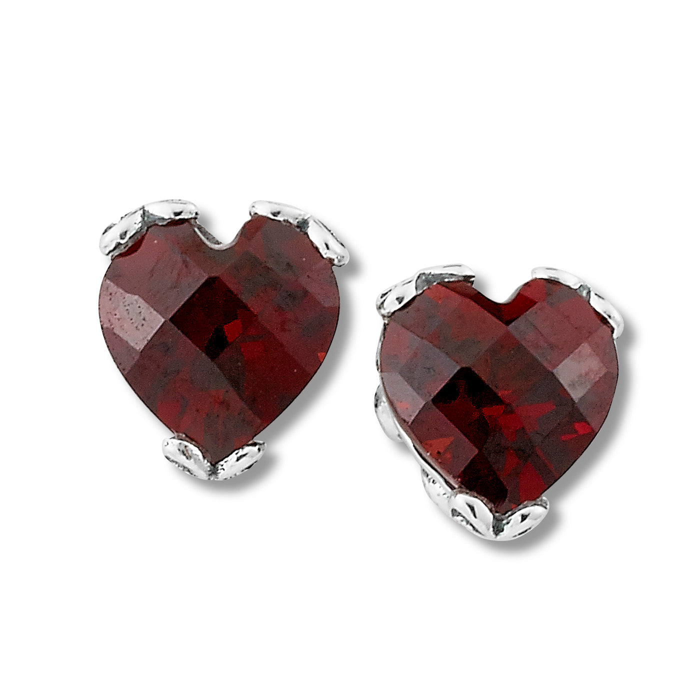 SS 7mm Heart Shaped Garnet Studs