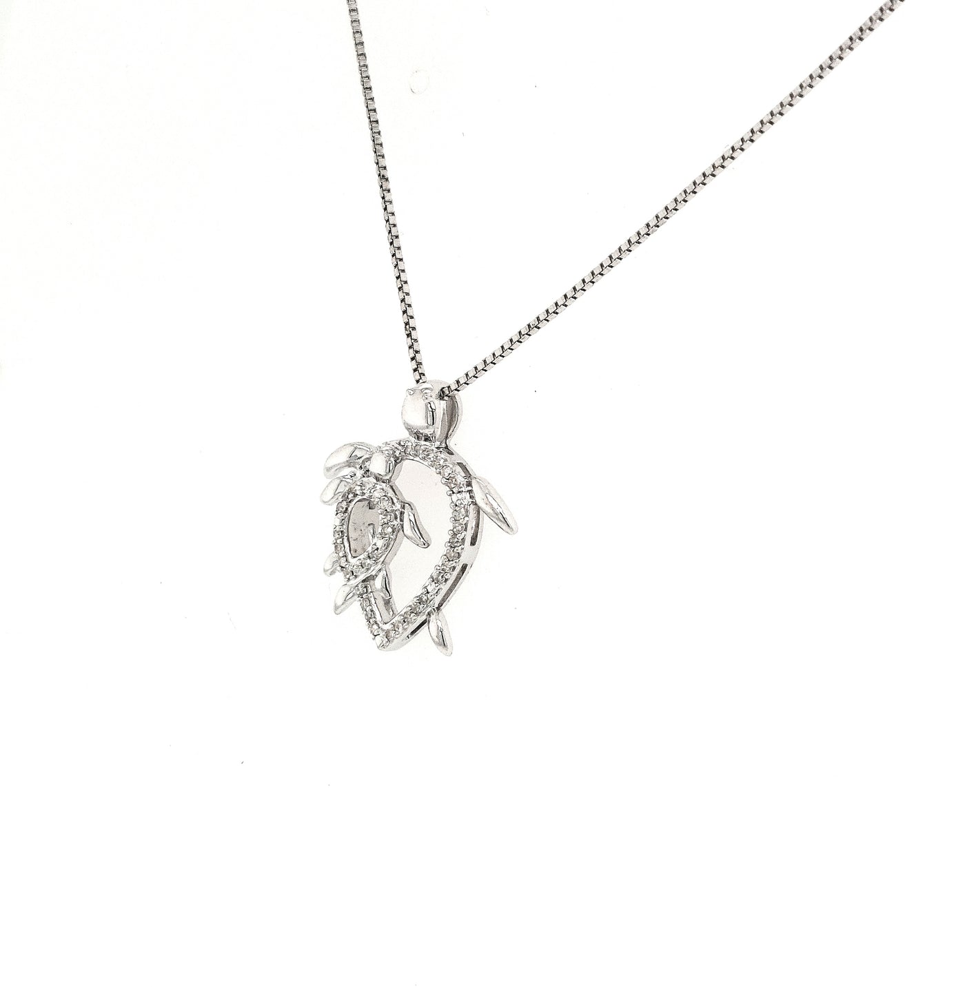 SS Mom & Baby Turtle Diamond Pendant