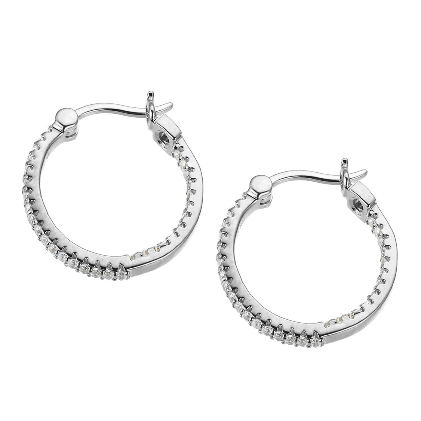 Rhodium Plated SS ELLE Cubic Zirconia Hoops 20mm