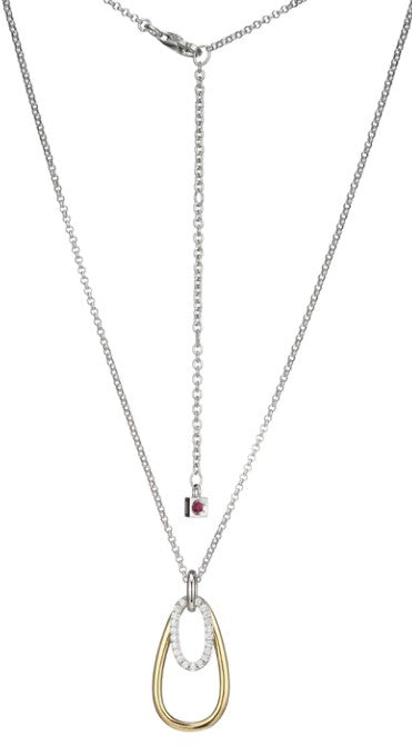 SS ELLE "CIRCADIA" RHODIUM AND YELLOW GOLD CUBIC ZIRCONIA NECKLACE