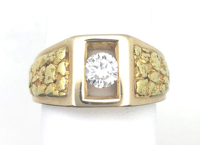 Cool & Bold! 14KY RBC Diamond Ring with 18KY Nugget sides. Size:10.5
