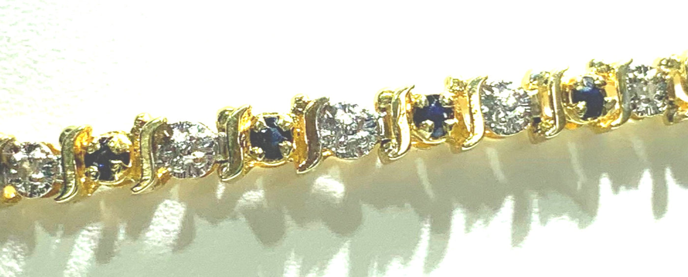 10KY Blue Sapphire & Diamond Tennis Bracelet