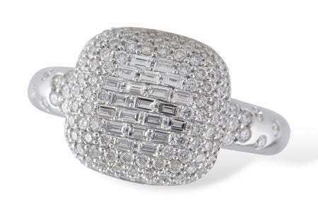 14KW Cushion-Shape Cluster Diamond Fashion Ring