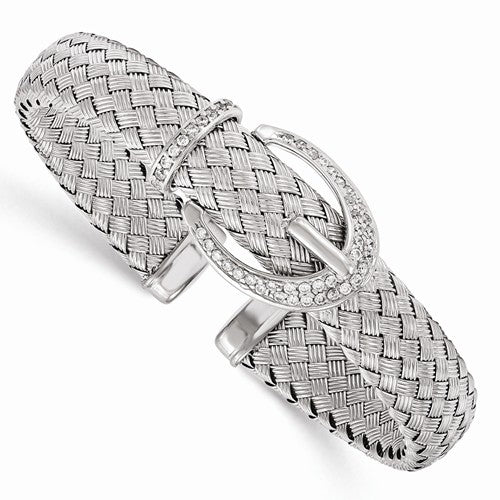 Sterling Silver Woven Buckle Cuff Bracelet