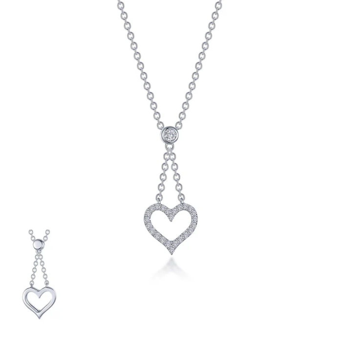 Lafonn Sterling Silver Reversible Cut-out Heart Necklace (20 inch)