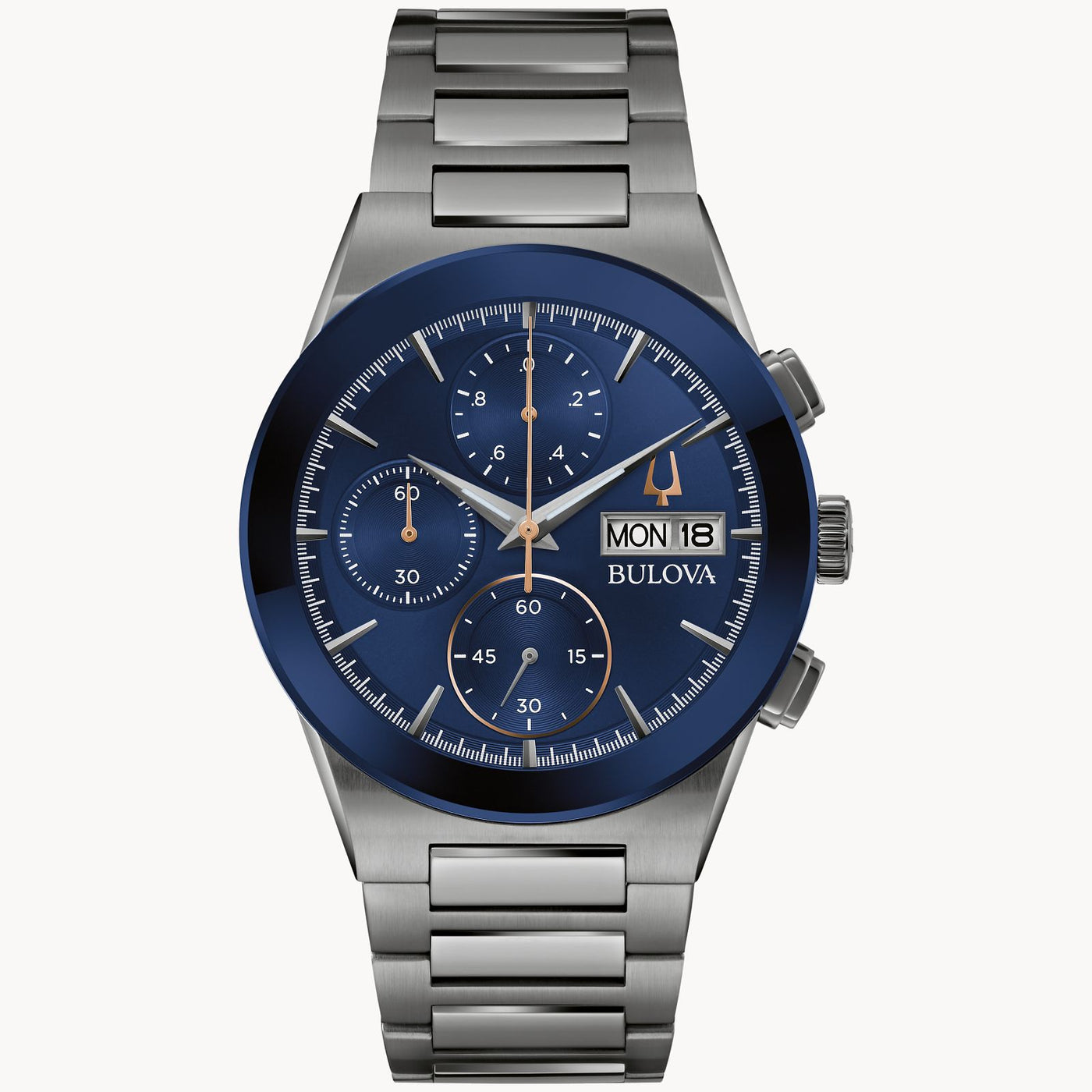 Gent's Metalized Bulova "Millenia" Watch with Blue Dial