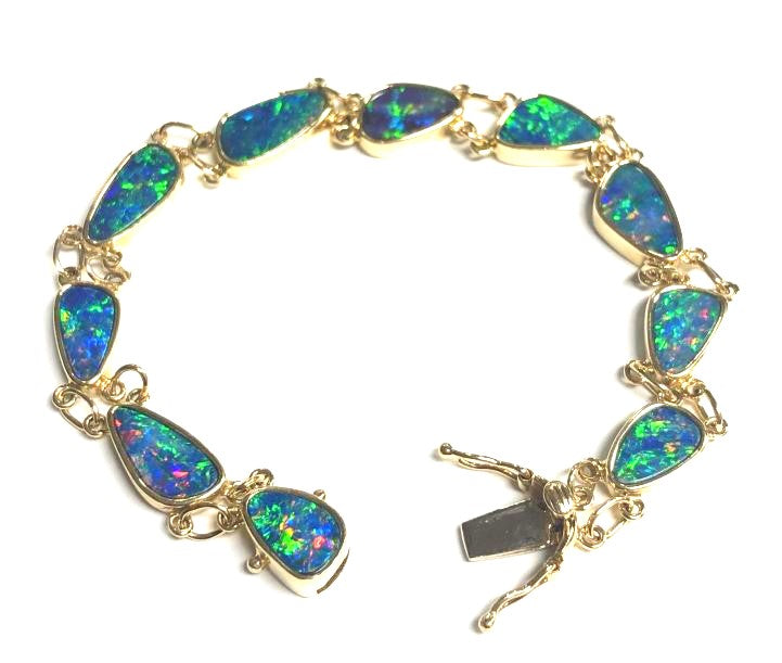 14KY Australian Opal Doublet Bracelet