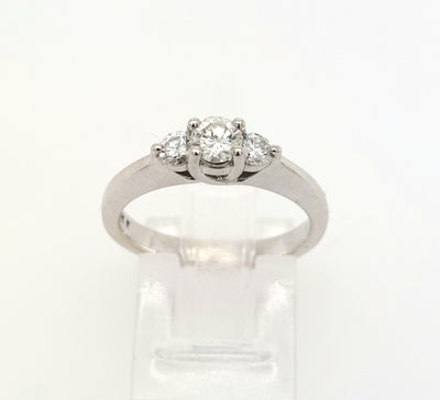 14K White Gold Three-Stone Diamond Engagement Ring
