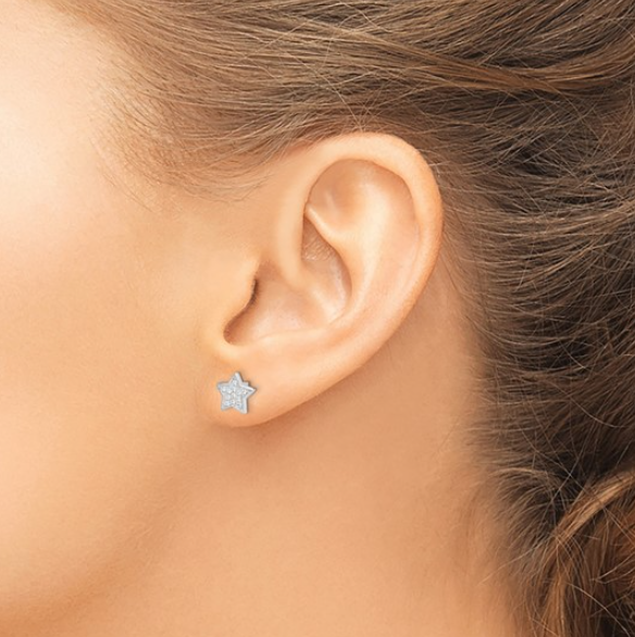 Sterling Silver Cubic Zirconia Star Earring Pair
