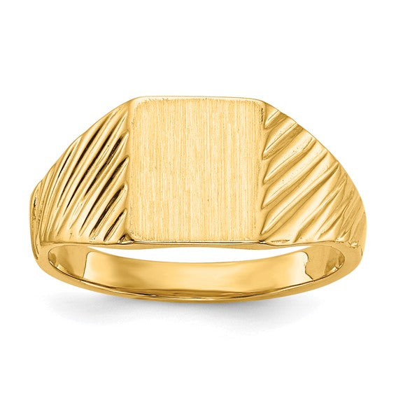 14K Square Open Back Baby Signet Ring Size: 4
