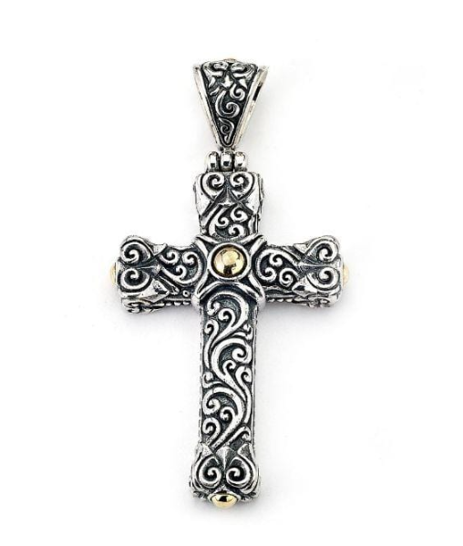SS 18K Yellow Gold Bali Design "Qua Pendant" CroSS