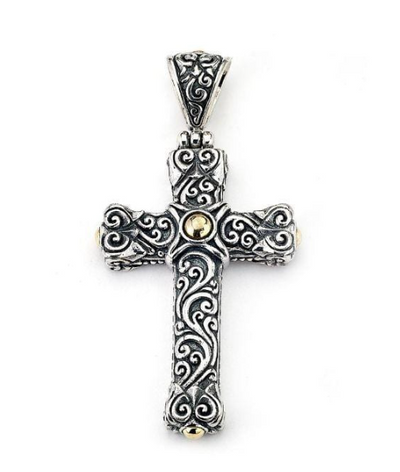 SS 18K Yellow Gold Bali Design "Qua Pendant" CroSS