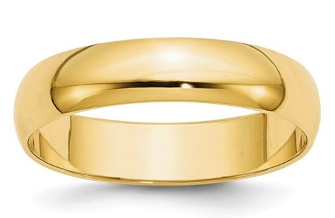 14KY 5mm Half-Round Wedding Band Size: 5