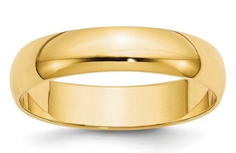 14K Yellow Gold 5mm Lightweight Half-Round Wedding Band Size: 6