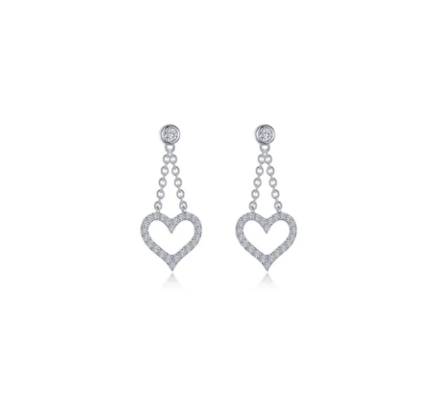 Lafonn Sterling Silver Cut-out Heart Dangle Earrings