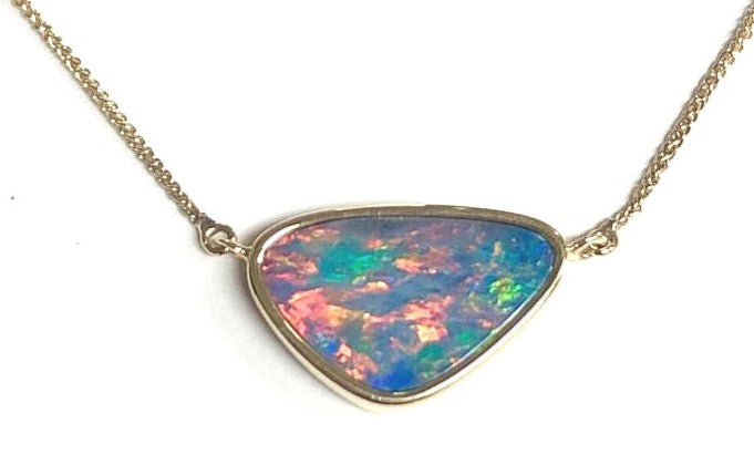14KY Opal Doublet Necklace with 18in chain