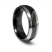 6.5mm Titanium/Black Titanium Beveled Band Size: 10