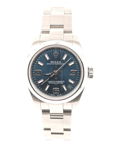 Lady's Stainless Pre-owned Rolex Oyster Perpetual, Blue Arabic Dial