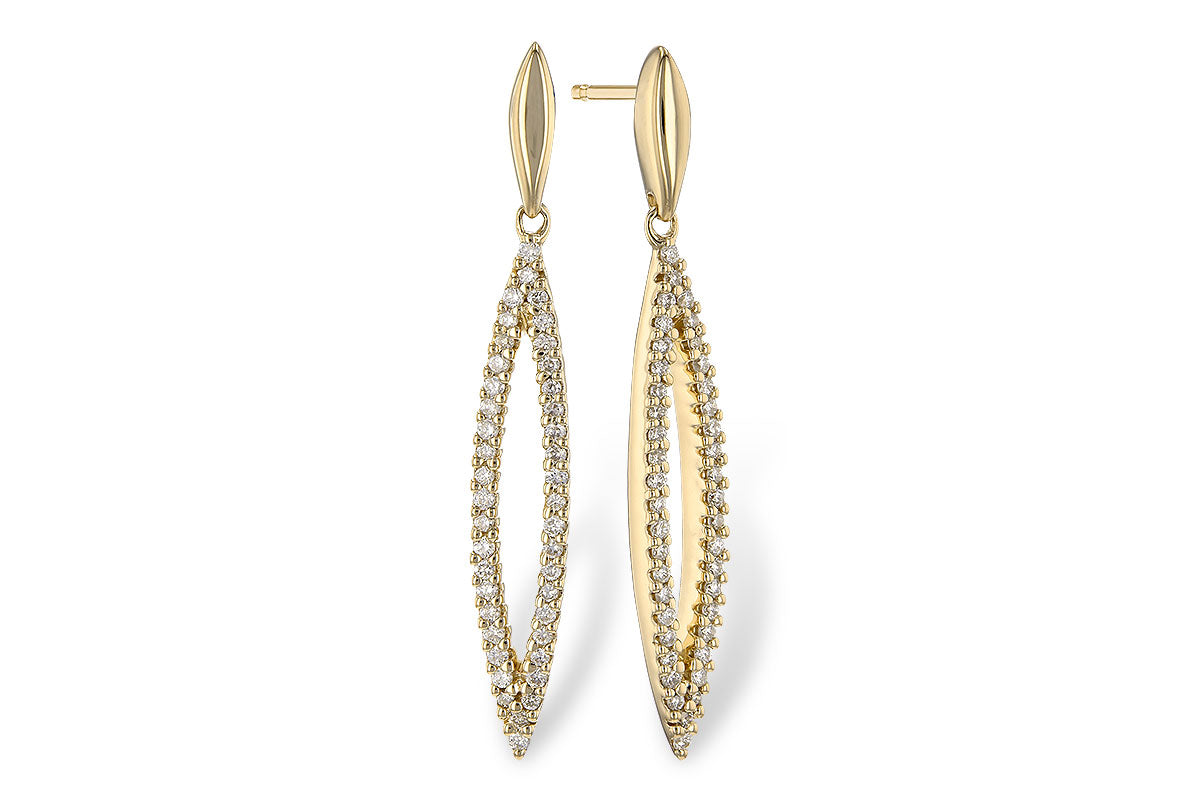 14KY Marquise Shaped Diamond Dangle Earrings