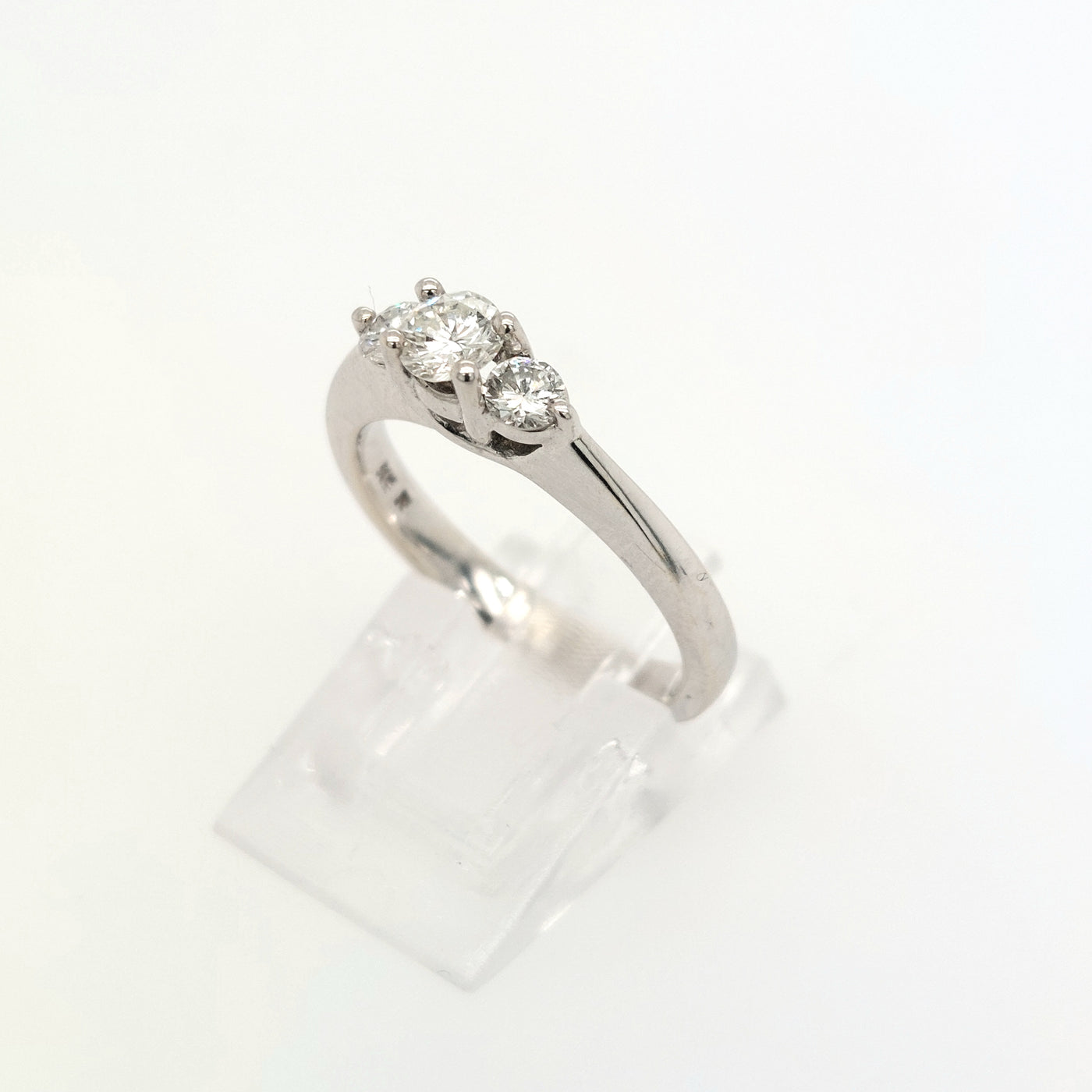 14K White Gold Three-Stone Diamond Engagement Ring