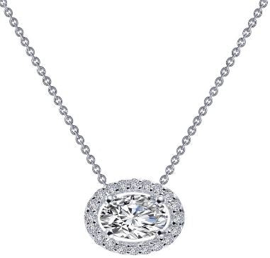 Lafonn Sterling Silver Lassaire Oval Halo Necklace (18 inch)