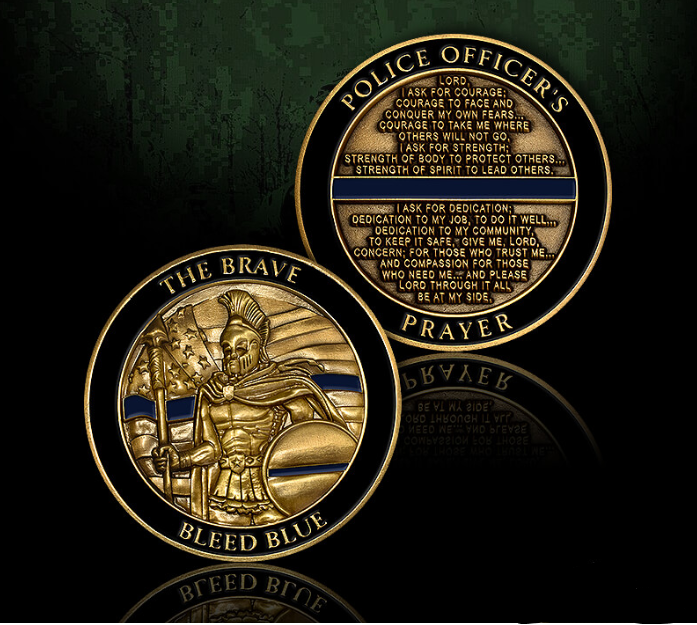The Brave Bleed Blue / This Blue Line Challenge Coin