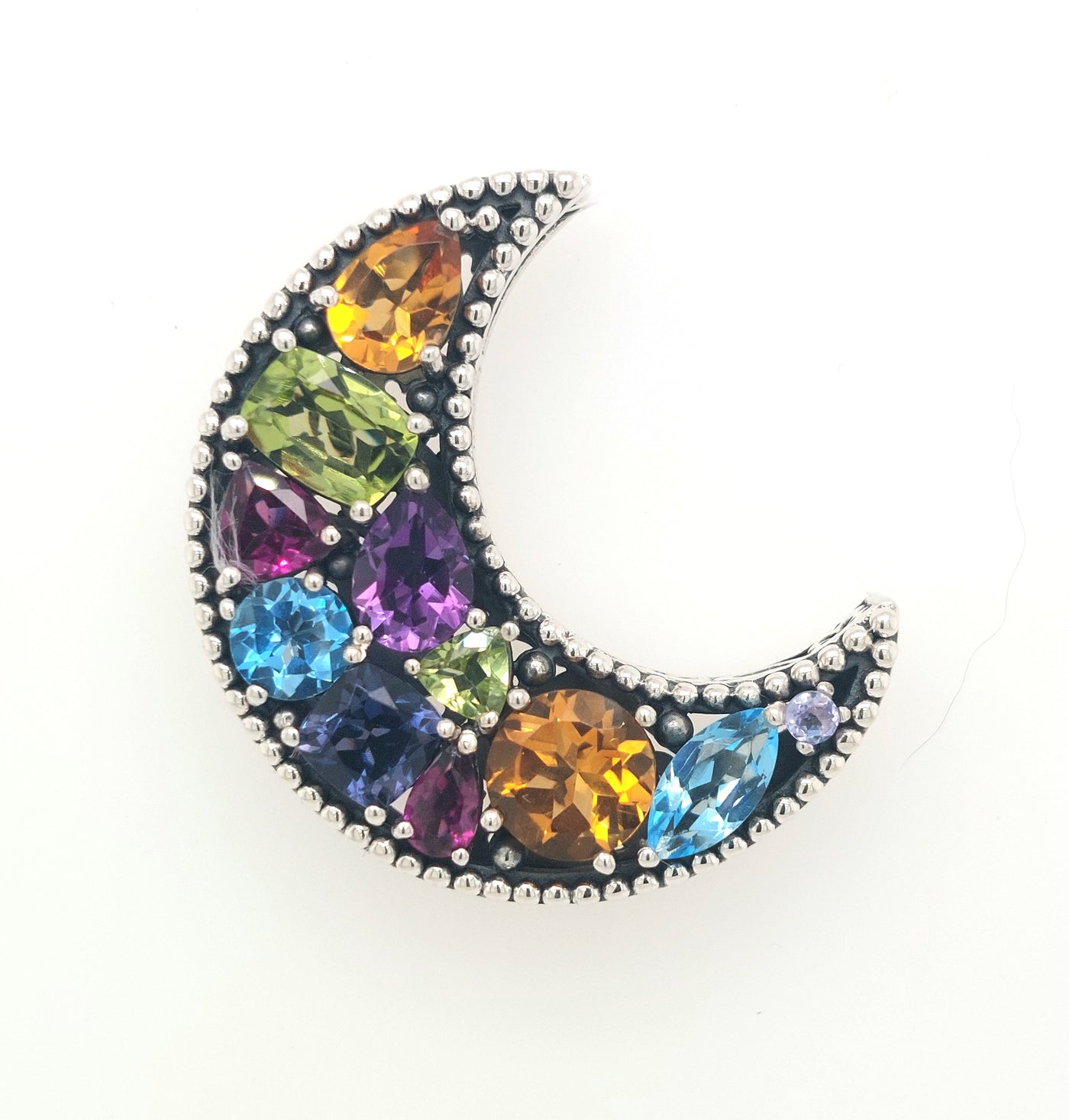 SS Multi Gemstone "Kala Moon Pendant"