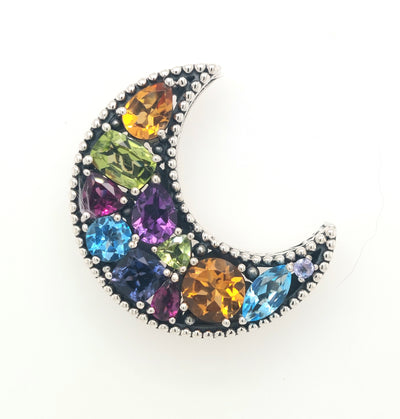 SS Multi Gemstone "Kala Moon Pendant"