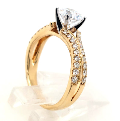 14KY Split-Shank Diamond Semi-Mount Ring with 0.75ct Cubic Zirconia Center (Size 7)