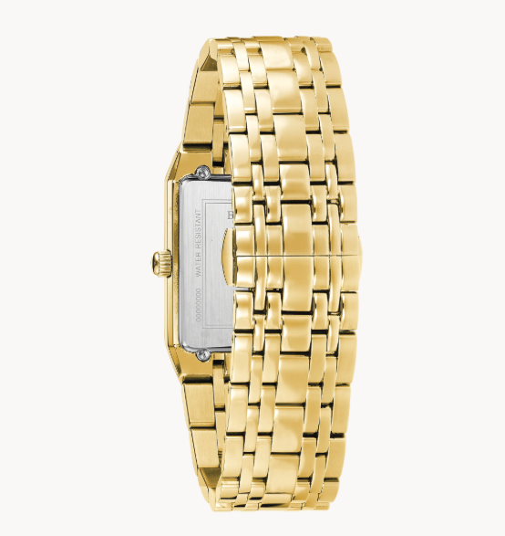 Gent's Gold Tone Bulova "Quadra" Watch with Gold Tone Diamond Dial