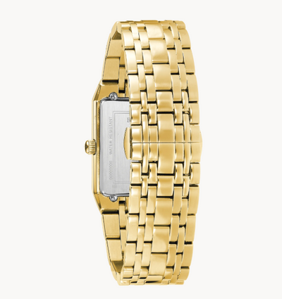 Gent's Gold Tone Bulova "Quadra" Watch with Gold Tone Diamond Dial