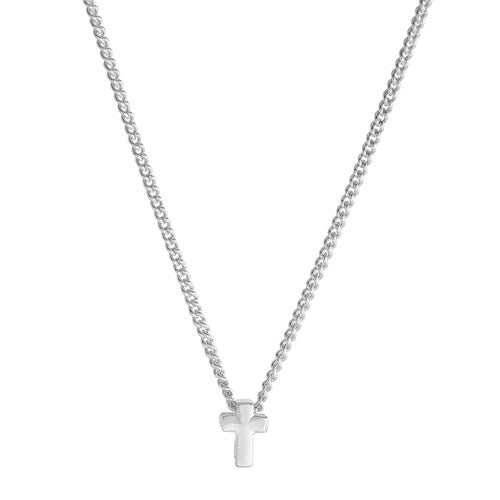 Platinum Finish SS CroSS Pendant on 18" Chain