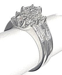 14K White Gold approx 2.25ctTW G/VS Emerald-Cut and Princess shape Wedding Set Size:4.75 Gram Weight:6.8gr