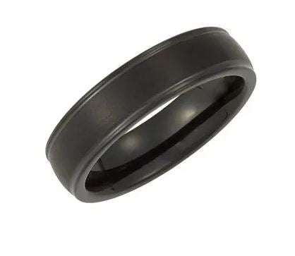 6.3mm Black Immersion Tungsten Ridged Band Size: 8