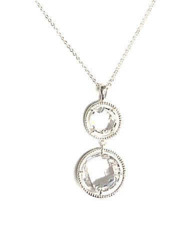 Sterling Silver Necklace with White Topaz Stones