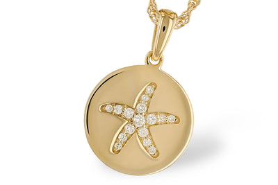 14K Yellow Gold Diamond Starfish Necklace (18 inches)