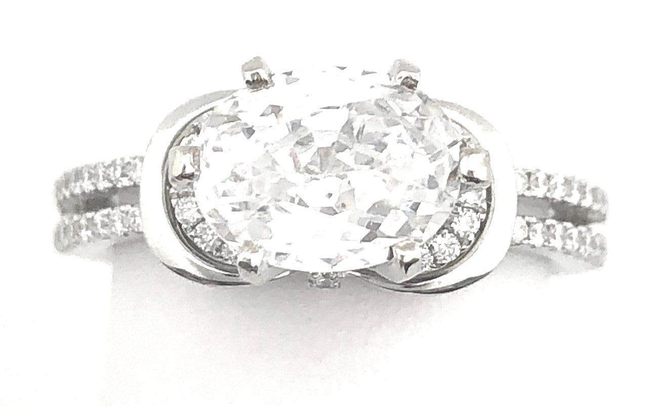 18K White Gold Bow-Tie Diamond Semi-Mount Engagement Ring