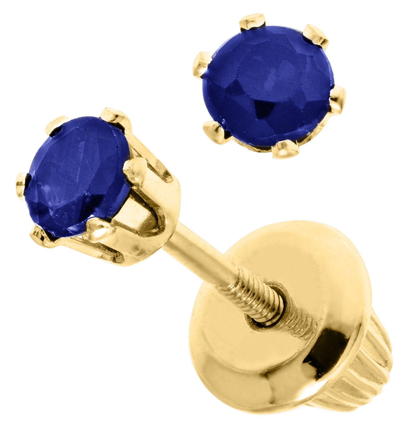 14KY Blue Sapphire Screw Back Earrings