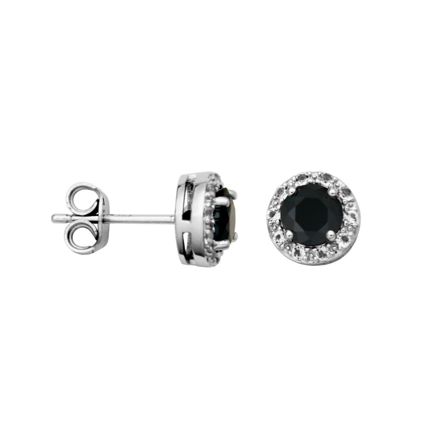 SS Black Spinel & White Topaz "Dazzle" Studs