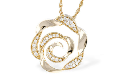 14K Yellow Gold Flower-Cut Out Diamond Necklace (18 inches)
