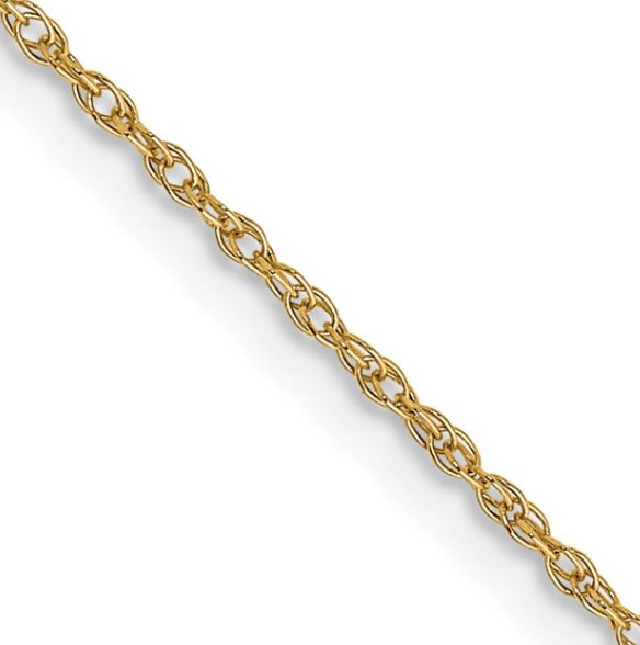 14KY 0.7mm Carded Cable Rope Chain (18 inches)