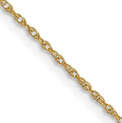 14KY 0.7mm Carded Cable Rope Chain (18 inches)