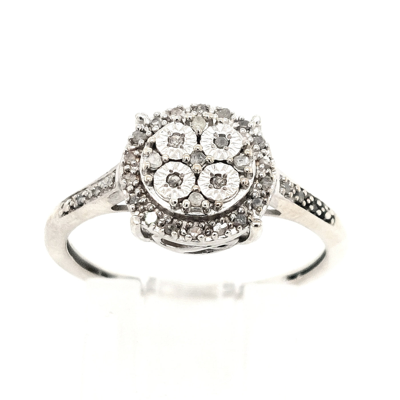 SS Round Diamond Cluster Ring