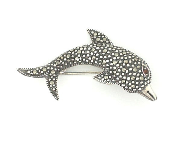 SS Dolphin Marcasite Pin