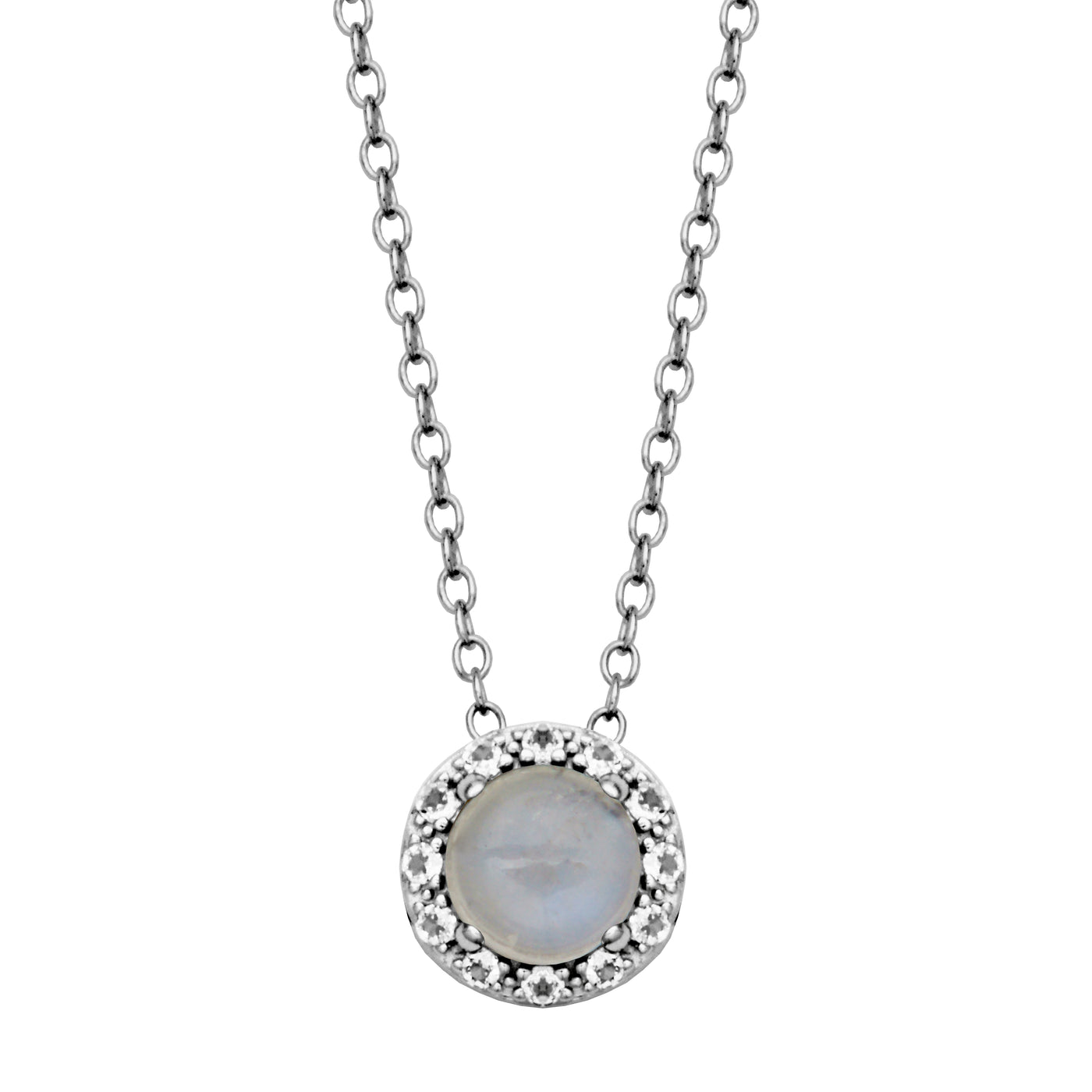 SS Blue Rainbow Moonstone & White Topaz "Dazzle" Necklace