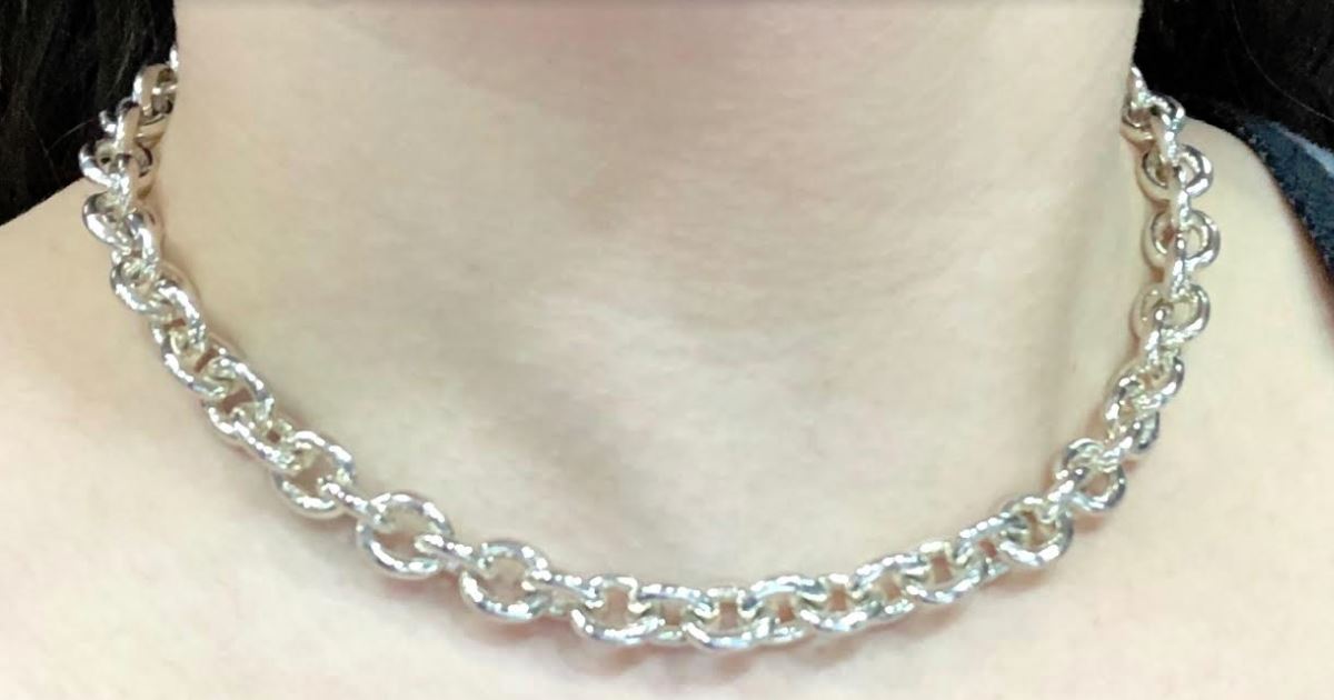 SS Thick Cable Chain with CroSS Charm & Toggle Clasp