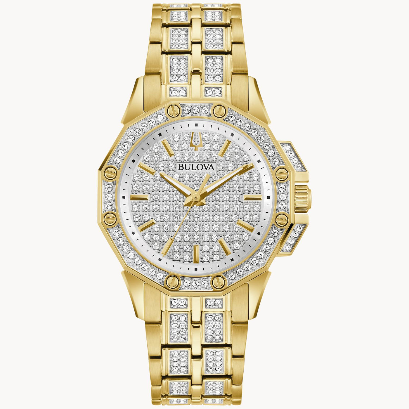 Lady's Gold Tone Bulova "Octava" Watch with Crystals