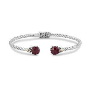 SS/18K 7MM ROUND RUBY TWISTED CABLE BANGLE IN 3MM